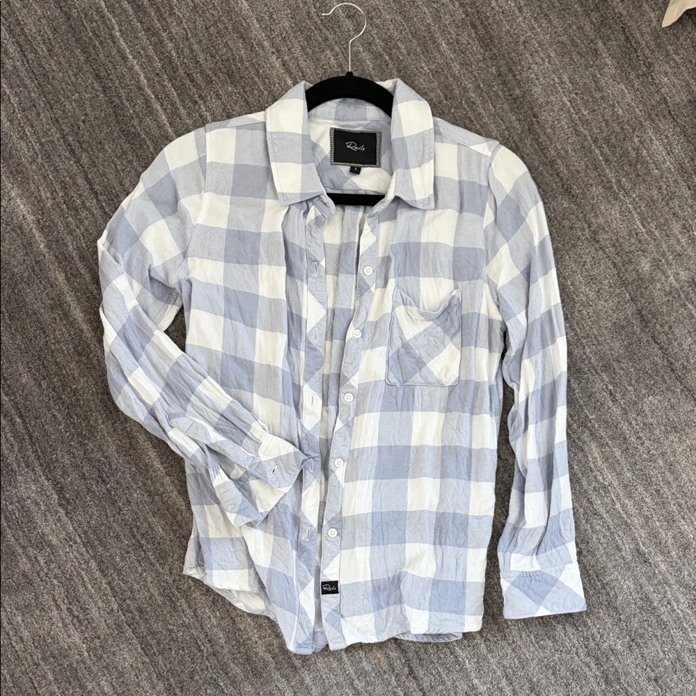 Rails Light Blue and White Plaid shirt super cute fit and super sport